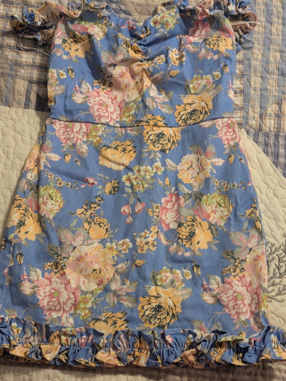 Mable Blue Floral Ruffle Mini Dress